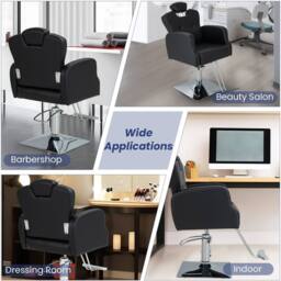 Gymax Barber Chair Swivel Salon Chair With Adjustable Headrest Seat Height in Black - thumbnail 6