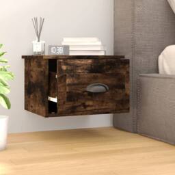 Berkfield Home Elegant Wall-mounted Bedside Cabinet Smoked Oak 41.5x36x28cm in Brown - Size: 41.5x36x28 cm - thumbnail 1