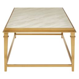 Orsina Elegant Design Rectangular Coffee Table, Marble Top Display Coffee Table, Sturdy Decorative Coffee Table in Gold - thumbnail 4