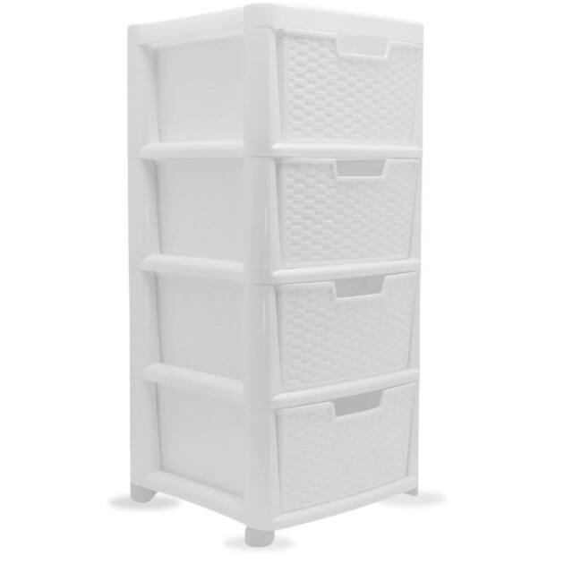 FORGEVIO Rattan Effect Storage Tower Unit, Available with Drawers 4 Drawer in White - image 1
