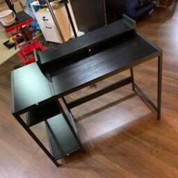 FLAVORA Black-Desk Gaming Workstation Writing Table in Black - Size: 0.6m2 - thumbnail 5