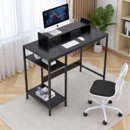 FLAVORA Black-Desk Gaming Workstation Writing Table in Black - Size: 0.6m2 - thumbnail 3