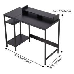 FLAVORA Black-Desk Gaming Workstation Writing Table in Black - Size: 0.6m2 - thumbnail 4