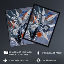 "Artery8 Blue Wildflower Spray Bouquet Painting Floral Wall Art Print - Size: W24"" x H32""" - thumbnail 2