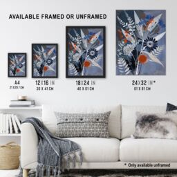"Artery8 Blue Wildflower Spray Bouquet Painting Floral Wall Art Print - Size: W24"" x H32""" - thumbnail 3