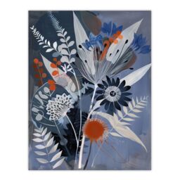 "Artery8 Blue Wildflower Spray Bouquet Painting Floral Wall Art Print - Size: W24"" x H32""" - thumbnail 1