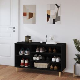 Berkfield Home Shoe Cabinet Black 102x36x60 cm Engineered Wood - Size: 102 x 36 x 60 cm - thumbnail 3