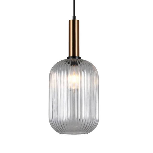 Netlighting Modern Hanging Pendant Brass 1 Light with Clear Shade E27 in Bronze - image 1