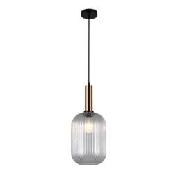 Netlighting Modern Hanging Pendant Brass 1 Light with Clear Shade E27 in Bronze - thumbnail 2