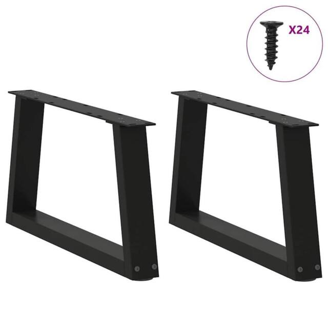 Berkfield Home Modern Dining Table Legs V-Shape 2 pcs Black 70x(30-31.3) cm Steel - image 1