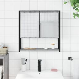 Berkfield Home Bathroom Mirror Cabinet Grey Sonoma 60x16x60 cm Engineered Wood - Size: 60 x 16 x 60 cm - thumbnail 3