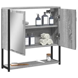 Berkfield Home Bathroom Mirror Cabinet Grey Sonoma 60x16x60 cm Engineered Wood - Size: 60 x 16 x 60 cm - thumbnail 4