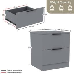 Home Discount Vida Designs Trega 3Pc Bedroom Set(2Dr Bedside, 4Dr Chest & Wardrobe) in Grey - thumbnail 2