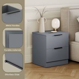 Home Discount Vida Designs Trega 3Pc Bedroom Set(2Dr Bedside, 4Dr Chest & Wardrobe) in Grey - thumbnail 5