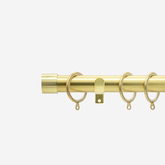 New Edge Blinds Brushed Gold 28mm End Cap Fixed Length Metal Curtain Pole - Size: 170 cm