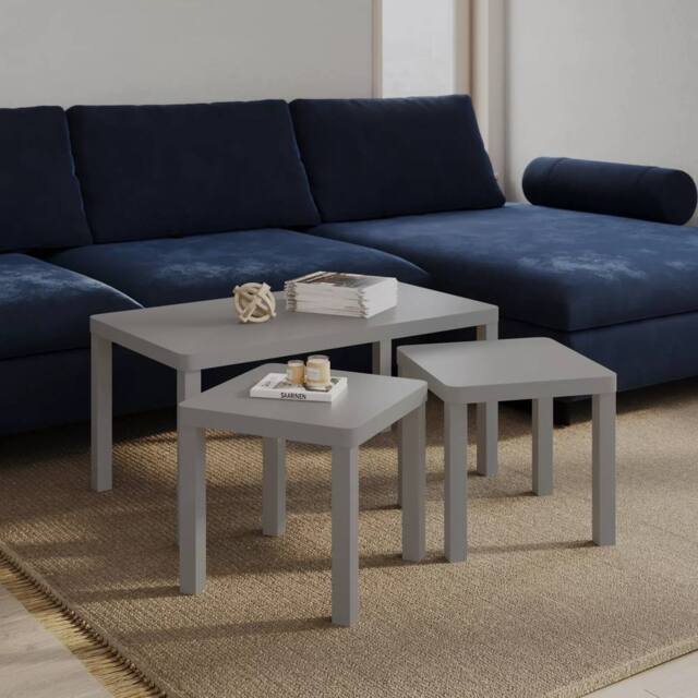 Havendro Grey Coffee Tables Set of 3 Nesting Wooden - image 1