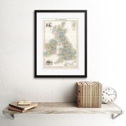 Artery8 1878 British Isles England Ireland Scotland Migeon Pastel Colour Vintage Map Artwork Framed Wall Art Print 12X16 Inch in Black - thumbnail 2