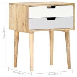 Berkfield Home Bedside Cabinet 47x35x59 cm Solid Mango Wood - Size: 47 x 35 x 59 cm - thumbnail 6