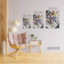 "Artery8 Small Worlds III Abstract Painting Kandinsky Canvas Wall Art Print in Black - Size: W12"" x H16""" - thumbnail 4