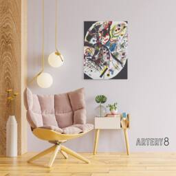 "Artery8 Small Worlds III Abstract Painting Kandinsky Canvas Wall Art Print in Black - Size: W12"" x H16""" - thumbnail 3