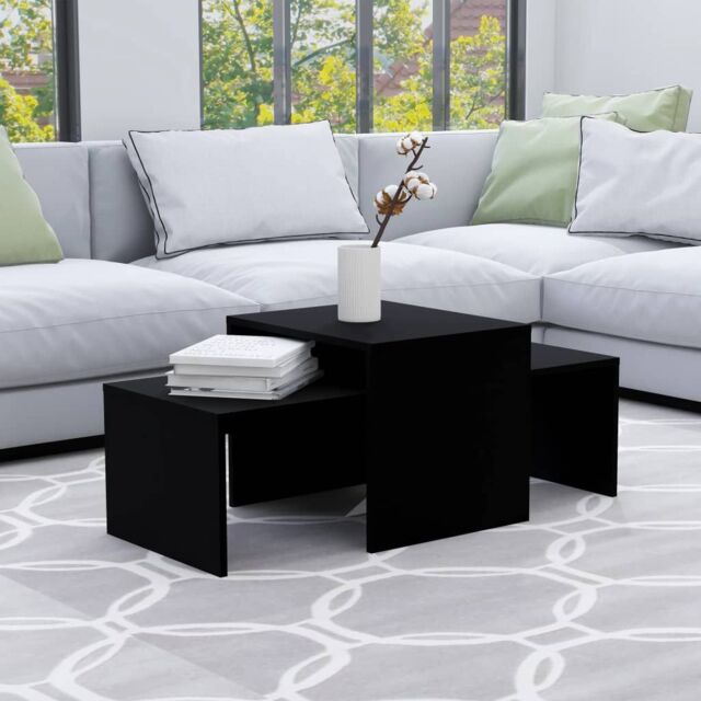 Berkfield Home Coffee Table Set Black 100x48x40 cm Engineered Wood - Size: 100 x 48 x 40 cm - image 1