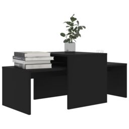 Berkfield Home Coffee Table Set Black 100x48x40 cm Engineered Wood - Size: 100 x 48 x 40 cm - thumbnail 3
