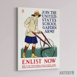 "Artery8 United States School Garden Army Canvas Wall Art Print E Penfield in White - Size: W18"" x H24""" - thumbnail 2