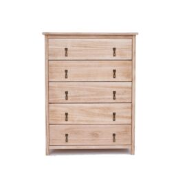 Cabinet Bits Portofino 5 Drawer Chest of Drawers Drop Brass Handle in Natural