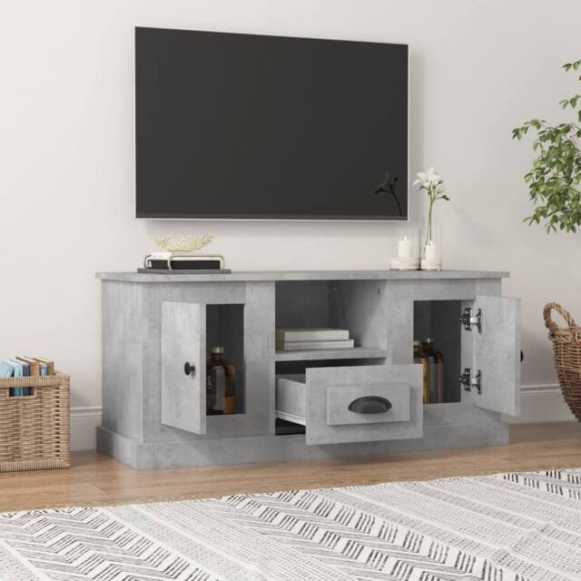 Berkfield Home TV Cabinet Concrete Grey 100x35.5x45 cm Engineered Wood - image 1