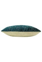 Paoletti Delphi Maze Cut Velvet Cushion in Teal - Size: 45 cm x 45 cm - thumbnail 3