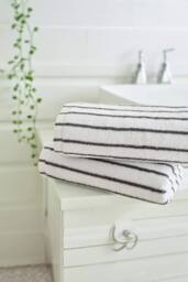 Deyongs Malmo Stripe Towel In Soft Lightweight 480 GSM Pure Cotton in White - thumbnail 2