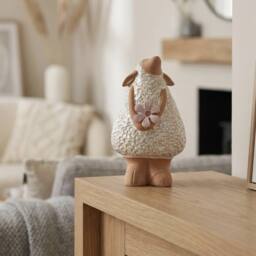 Garden Greatness Standing Sheep with Flower Ornament in Cream - Size: 1 Pack