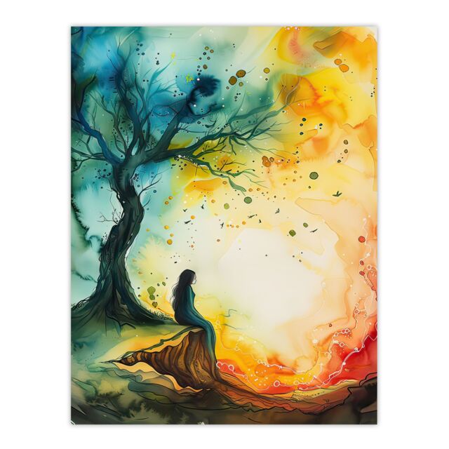 "Artery8 Magician Forest Misty Rainbow Sunrise Concept Art Wall Art Print - Size: W12"" x H16""" - image 1