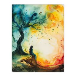 "Artery8 Magician Forest Misty Rainbow Sunrise Concept Art Wall Art Print - Size: W12"" x H16""" - thumbnail 1