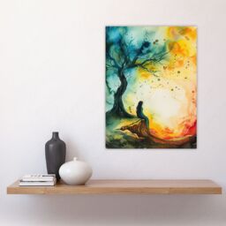 "Artery8 Magician Forest Misty Rainbow Sunrise Concept Art Wall Art Print - Size: W12"" x H16""" - thumbnail 4