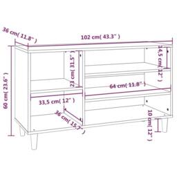 Berkfield Home Shoe Cabinet Black 102x36x60 cm Engineered Wood - Size: 102 x 36 x 60 cm - thumbnail 8