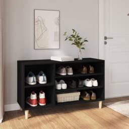 Berkfield Home Shoe Cabinet Black 102x36x60 cm Engineered Wood - Size: 102 x 36 x 60 cm - thumbnail 2