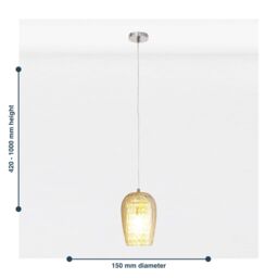 First Choice Lighting Dimpled Glass & Jewelled Pendant Light in Silver - thumbnail 7