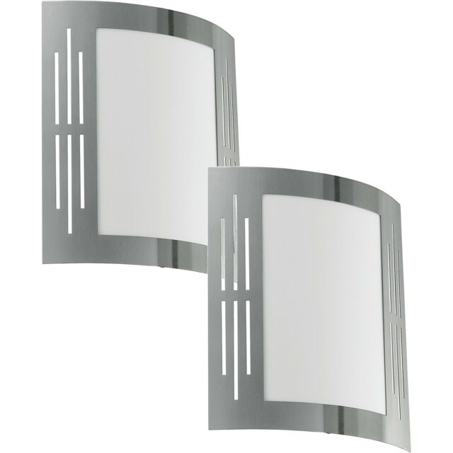 Loops 2 PACK IP44 Outdoor Wall Light Stainless Steel Square 1x 60W E27 Porch Lamp in Metallics - image 1