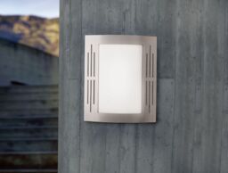 Loops 2 PACK IP44 Outdoor Wall Light Stainless Steel Square 1x 60W E27 Porch Lamp in Metallics - thumbnail 3
