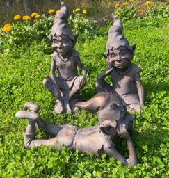 Inspirational Gifting Pixie Perching on a Stone Garden Ornament Sculpture Resin Statue in Bronze - thumbnail 4