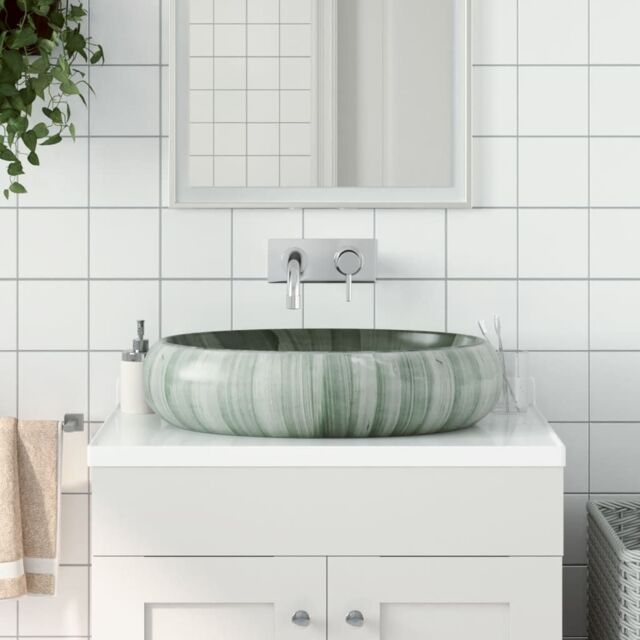 Berkfield Home Countertop Basin Green Oval 59x40x15 cm Ceramic - Size: 59 x 40 x 15 cm - image 1