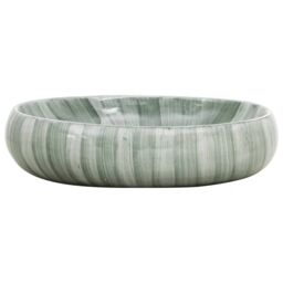 Berkfield Home Countertop Basin Green Oval 59x40x15 cm Ceramic - Size: 59 x 40 x 15 cm - thumbnail 3