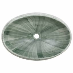 Berkfield Home Countertop Basin Green Oval 59x40x15 cm Ceramic - Size: 59 x 40 x 15 cm - thumbnail 6