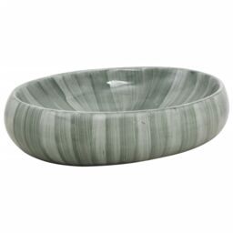 Berkfield Home Countertop Basin Green Oval 59x40x15 cm Ceramic - Size: 59 x 40 x 15 cm - thumbnail 2