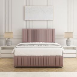 "BSSPOKE Rosie Plush Velvet Divan Bed Set 24"" Headboard & 4Drawers No Mattress in Pink - Size: King" - thumbnail 3