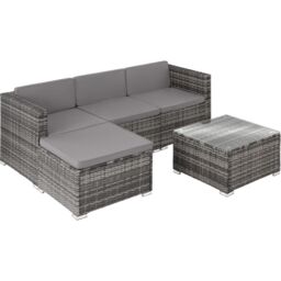 tectake Garden Furniture Set Lignano in Grey - Size: 4 Person - thumbnail 1