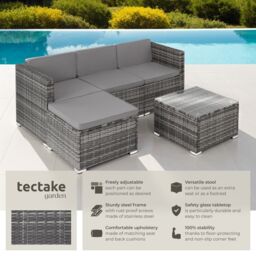 tectake Garden Furniture Set Lignano in Grey - Size: 4 Person - thumbnail 2