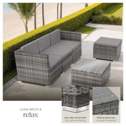tectake Garden Furniture Set Lignano in Grey - Size: 4 Person - thumbnail 4