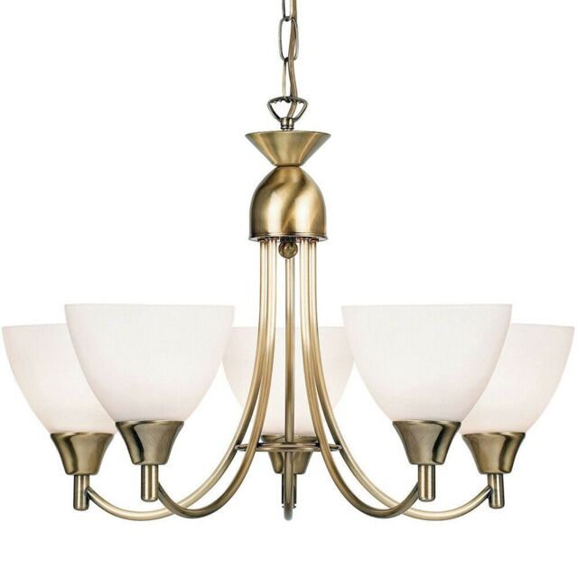 Loops Hanging Ceiling Pendant Light ANTIQUE BRASS 5x Shade Lamp Bulb Holder Fitting in Metallics - image 1